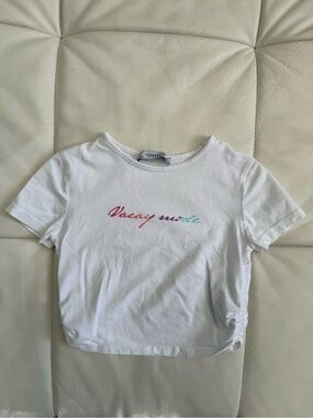 GIRLS White 'Vacay Mode' Graphic Tee SIZE 8/9 Y